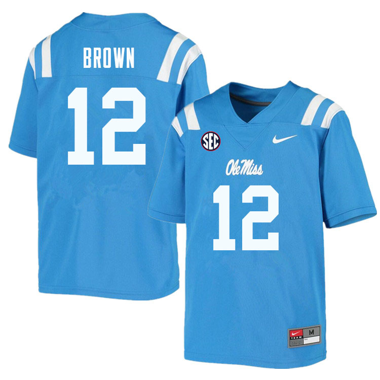 Jakivuan Brown Ole Miss Rebels NCAA Men's Powder Blue #12 Stitched Limited College Football Jersey QKF5858FK